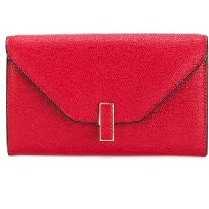BNWT VALEXTRA Iside small grained wallet RED